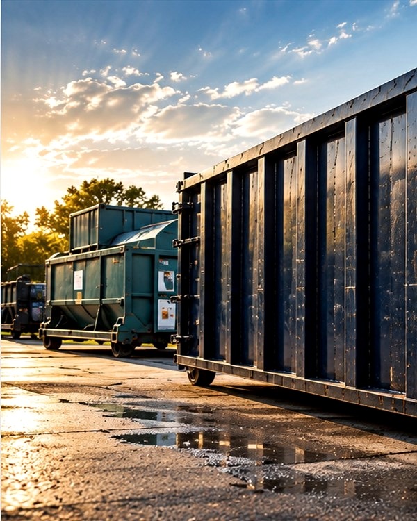 Commercial roll-off waste containers